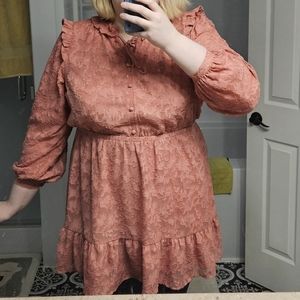 Lc Lauren Conrad Pink Textured Floral Dress Size XXl